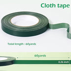 GLAMFIELDS Floral Tape Green, Flower Wrap Adhesive Waterproof Tape for Bouquets 0.26" (60 Yd/180 Ft) - 1 Roll/Green