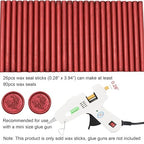 Wine Red Wax Seal Sticks 26pcs, Andotopee Glue Gun Wax Seal Sticks for Wax Seal Stamp, Premium Sealing Wax for Envelope Letter Seal Wedding Invation Craft Adhesive, Great Gift Ideas (Mini Size)