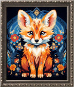 Leczany Cross Stitch Stamped Kit for Adults or Kids - Colorful Little Fox | DIY Embroidery Starter Patterns Craft Kit Needlepoint for Beginner | 11CT, 3 Strands | 13.8x16.9 inches