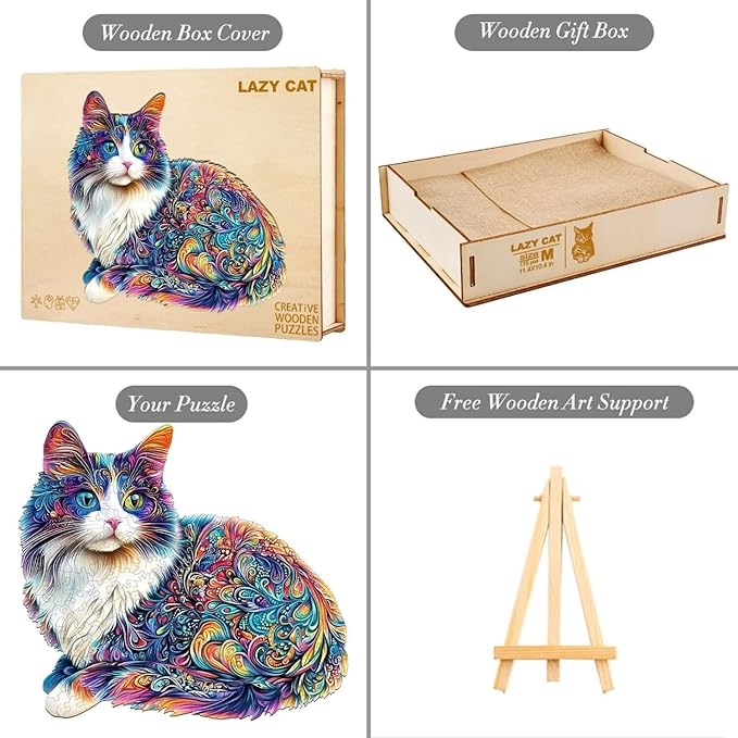 Lazy Cute Cat Adults Gifts Wooden 240 Pieces 13.4 * 12.2in