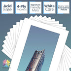 MBC MAT BOARD CENTER, 10 Pack 16x20 for 11x17 White Picture Mats Frame Mattes, Bevel Cut, Acid Free, 4-ply Thickness
