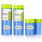 Pre-Taped Masking Film for Painting, 59/43/ 22 in * 66 FT, 3-Rolls Painters Plastic Sheeting with Widened Paint Tape and Drape for Covering Walls, Windows, Cars & Furniture Protection