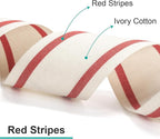 CT CRAFT LLC Ivory Cotton Red Stripes Ribbon 1" x 10 Yards for Home Décor Gift Present Wrapping DIY Crafts Birthday Wedding Bouquet Christmas