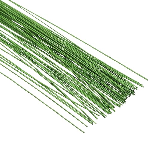 PATIKIL 24 Gauge 16" Floral Stem Wire, 100 Pcs Paper Wrapped Iron Artificial Flower Stem Accessories for DIY Bouquet Stem and Craft Decoration, Light Green