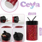 Ceya Holographic Chunky Glitter, 4.9oz/ 140g Wine Red Craft Glitter Powder Mixed Fine Flakes Iridescent Nail Sequins for Nail Art, Hair, Epoxy Resin, Tumblers, Slime, Painting, Festival Decor