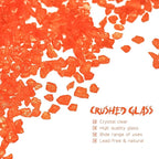 Crushed Glass for Resin Art - 3-6mm Orange Red, 1.5lb | Broken Glass Pieces for Crafts, Vase Filler & Fire Pit Media | Decorative Stones