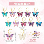 SUNNYCLUE 1 Box 20Pcs Stitch Markers Crochet Stitch Marker Butterfly Enamel Cute Charms Removable Leverback Clasp Charm Locking Metal Knitting Markers for Weaving Sewing Knit Quilting DIY Zipper Pull