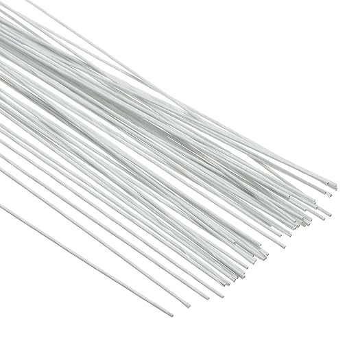 PATIKIL 22 Gauge 16" Floral Stem Wire, 100 Pcs Paper Wrapped Iron Artificial Flower Stem Accessories for DIY Bouquet Stem and Craft Decoration, White