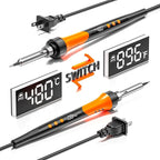 90W 110V LCD Soldering Iron, Soldering Iron Kit, 10-in-1 Soldering gun Tool, 5 Soldering Iron Tips, Solder Wire, Solder Paste, Adjustable Temperature Range 180-480°C