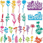31PCS Flower Metal Die Cuts Wildflower Metal Cutting Dies Flower Leaf Shape Embossing Scrapbooking Cuts Stencil Leaves Embossing Paper Dies for Card Making Album Decorative