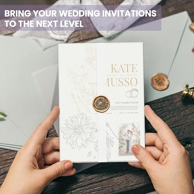 SuFly Pre-Folded Vellum Jackets for 5x7 Invitations, 90-Pack (60lb/93gsm) Translucent Vellum Paper 5x7 Sleeves, Invitation Jackets, Elegant Wedding Invitation Accessories, Envelope Liners, DIY Crafts.