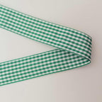 Green and White Woven Edge Plaid Ribbon 100% Polyester Gingham Ribbon 25 Yards Each Roll (1",Green)