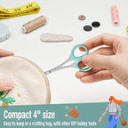 Beaditive Sewing and Embroidery Scissors Set (2 Pc.) Curved and Straight, Sharp, Stainless-Steel Design | Precision Tips, Ergonomic Rubber Handle Grip | Small, Compact DIY Use (1 Curved, 1 Straight)