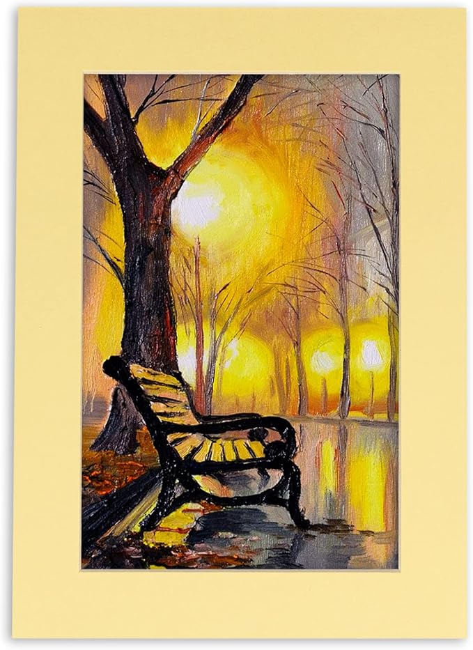 11x14 Mat for 8.5x11 Photo - Precut Soft Yellow Picture Matboard for Frames Measuring 11 x 14 Inches - Bevel Cut to Display Art 8.5 x 11 Inches - Acid Free ONE MAT with Backing Board & Clear Bag