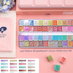 Paul Rubens Artist Grade Watercolor Set, 48 Colors Glitter Metallic Paints, Portable Metal Case, Suitable for Beginners, Hobbyists, Students, Artists