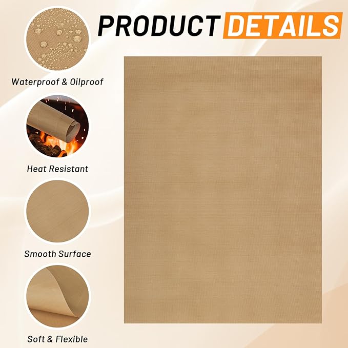 Svaldo Teflon Sheets for Heat Press, 10 Pack, 16x20 Heat Press Paper for T Shirts, Hat, Reusable Non Stick PTFE Teflon Sheet, Iron Transfer Paper for Sublimation Machine, Craft & Baking