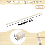 60Pcs Wood Square Dowel Rods 1/8 x 1/8 x 12 inch,Balsa Wood Squares for Crafts,Model Making (1/8"x12"-60pcs)