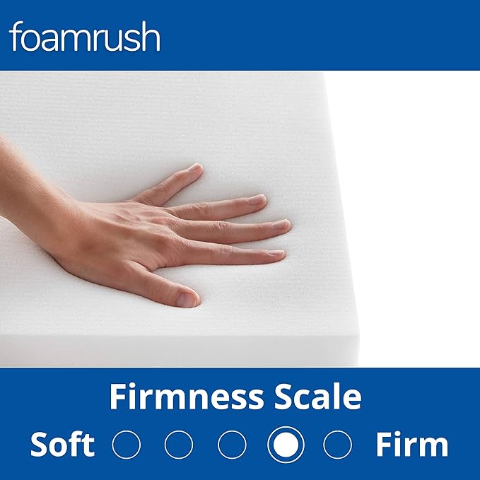 FoamRush 5" x 24" x 24" Gel Memory Foam Upholstery Square Cushion Medium Firm (Chair & Wheelchair Seat Cushion Replacement, Square Foam Dining Chairs, Couch, Sofa, Rubber Padding) ing