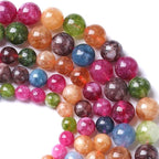 10MM Colorful Tourmaline Stone Beads Natural Gemstone Round Loose Beads for Jewelry Making Bracelet Necklace 72pcs 2 Strands 32"
