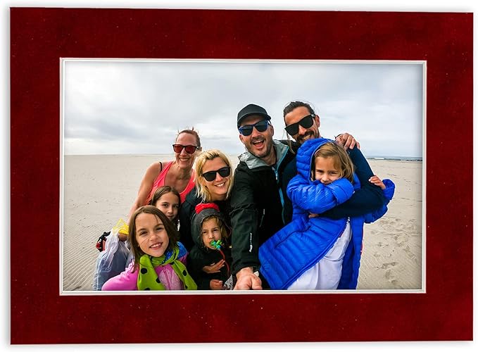 Pack of 25 Acid Free 11x14 Mats Bevel Cut for 8.5x11 Photos - Bright Red Suede Precut Matboards With Backing Boards and Clear Photo Mat Bags For Pictures, Photos, Framing - 4-ply Thickness