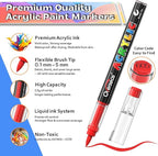Overseas Acrylic Paint Markers 60 Colors, Brush Tip Paint Pens with Automatic Ink Control System, Quick Drying Liquid Ink Acrylic Marker for Rock, Wood, Canvas, Glass, Fabric, Metal, Plastic, Rubber