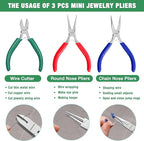 WORKPRO Jewelry Pliers Set, 3 Pack Jewelry Making Tool Kit- Needle Nose Plier/Chain Nose Plier, Round Nose Plier and Wire Cutter for Charm Bracelet, Jewelry Repair, DIY Crafts, Jewelry Making Supplies