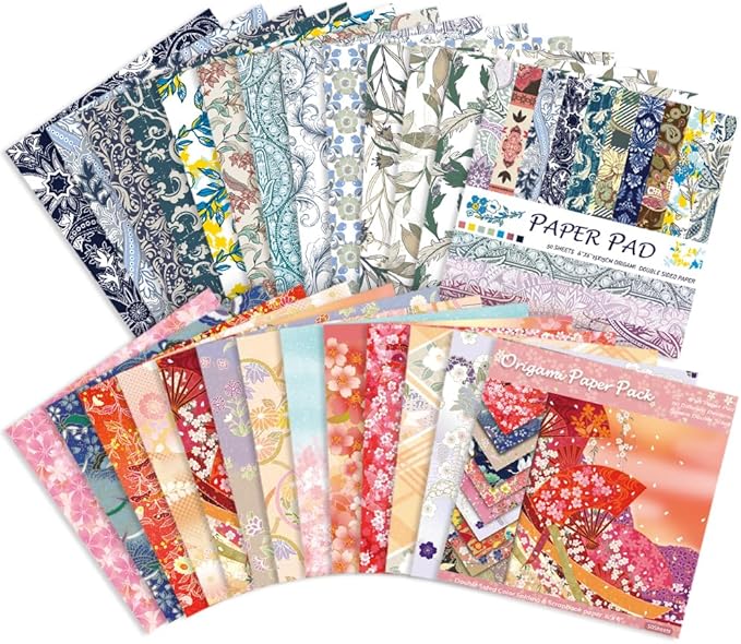 Origami Paper Kit Dobule Sided 100 Sheets 100 Colors 6 Inch Japanese Chiyo Square Easy Fold Arts Crafts DIY Handwork Origami Papers Beginner Sakuras Baroque