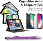 12 PCS 2 in 1 Stylus Ballpoint Pen with Stylus Tip, 1.0 mm Black Ink Metal Pen Stylus Pen for Touch Screens (Silver & Mix - 2)