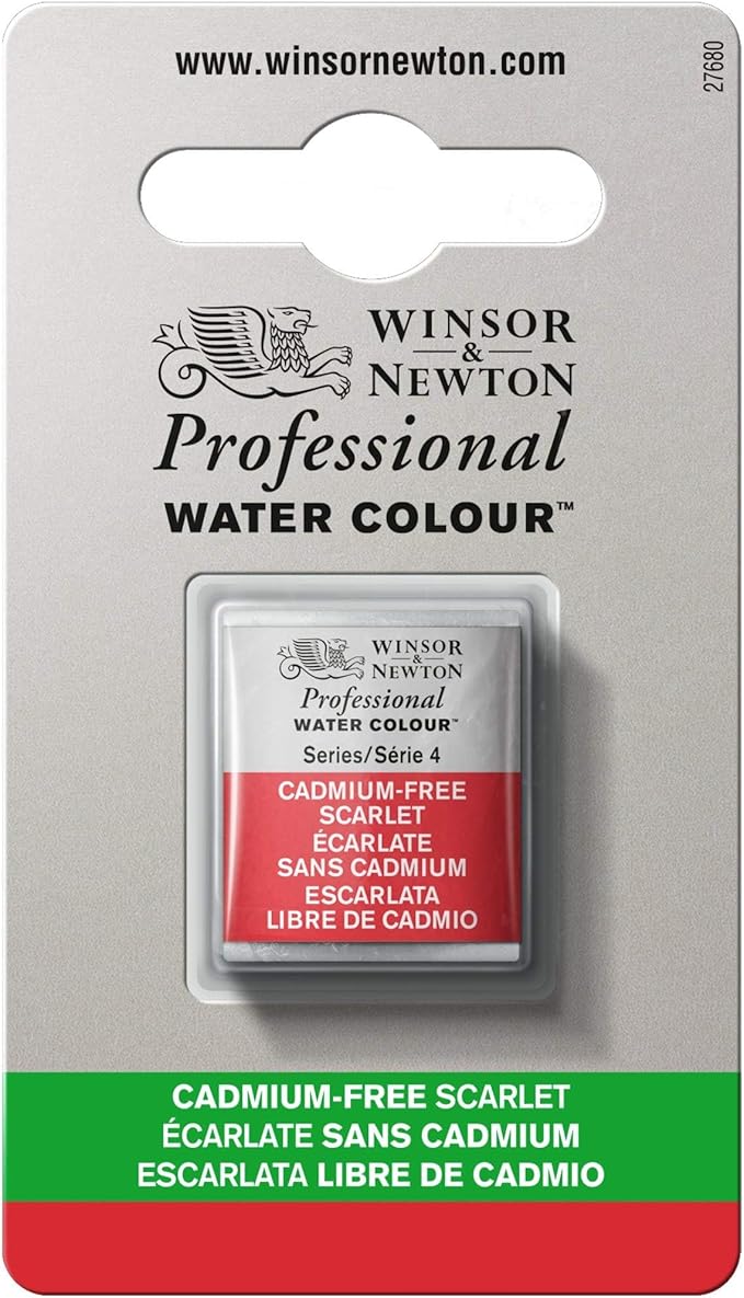 Winsor & Newton Professional Watercolor, Half Pan, Cadmium-Free Scarlet