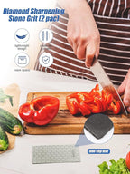 2PCS Diamond Sharpening Stone, Kalolary Knife Sharpener Stone Whetstone Honeycomb Surface Diamond Sharpener Plate with Non-slip Base for Pocket Knives Scissors, Outdoor Kitchen Tools (600/1200 Grit)