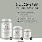 Chalky Chicks All-in-One Chalk Paint for Furniture or Cabinet - 32 Fl Oz - Matte Finish Normandy (Light Gray) for Metal, Wood Furniture Paint - No Sanding All-in-One for Home Decor & Crafts, USA Made