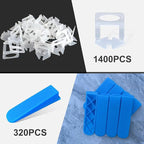 Tile Leveling System 1/16”Kit 1400pcs Tile Leveler Spacers Clips +320pcs Reusable Wedges Tile Leveler Tool Set for Tile & Stone Installation（1720）