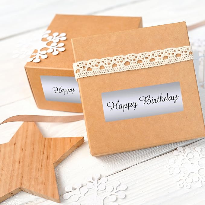 1" x 3" Silver Thermal Label Stickers,Waterproof Thermal Printer Sticker Labels for Gift Wrapping, Self-Adhesive Name Price Tag DIY Custom Logo Design (500 pcs,Silver)