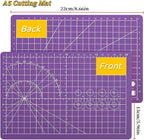 A5 Self-Healing Cutting Pads, Small Cutting Mat, Professional Double Sided Durable Cutting Mat, Great for Hop Scrapbooking, Quilting, Fabric, Sewing Craft Projects (Purple, A5)