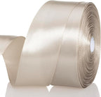 1 1/2 Inch Linen Beige Solid Satin Ribbon, 50 Yards Craft Fabric Ribbon for Gift Wrapping Floral Bouquets Wedding Party Decoration