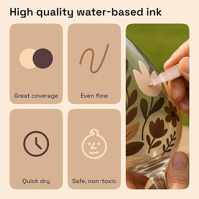 ARTISTRO 12 Skin Tones Paint Markers for Glass, Rock Painting, Ceramic, Wood, Fabric, Scrapbooking, DIY Craft Making, Coloring - Acrylic Paint Pens in Soft Colors Extra-Fine Tip 0.7mm