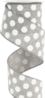 MEEDEE Polka Dots Burlap Ribbon - 2.5 Inch Wired Ribbon for Baby Shower, Farmhouse Decor, Elephant Wreath, Cakes - 10 Yards