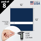 Trotec TroLase | 12"x12"x1/16", 8 Pcs | Light Blue/White | 2 Ply | Modified Acrylic | Laser Engraving Double Color Plastic Sheet | Engraving Blanks for Laser, Saw, Guillotine | Made in USA