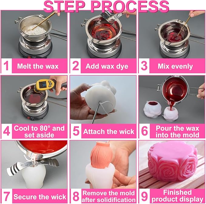 Rose Flower Column Candle Molds Day Cylinder Resin Casting Mold for Candle Making Resin Casting Silicone Mold for DIY Candle Making Polymer Clay Craft Plaster