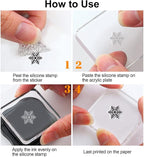 ORIGACH 9 Sheets Different Style Winter Christmas Clear Stamps Silicone Transparent Stamps for Card Making Decoration and DIY Scrapbooking