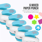 BearBoss 6 Craft Hole Punch Shapes 1 Inch Paper Punches for Crafting Handmade Scrapbooking Punches Mix Shapes Designs for Kindergarten Teacher Office Supplies Kids