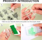 Whaline 5 Sheets Wildflower Clear Stamps Floral Leaves Butterfly Silicone Transparent Stamps for DIY Craft Card Making Scrapbooking Embossing Album Decor