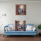Stamped Cross Stitch Kits for Adults Beginners Pillow Needlepoint Kit with Embroidery Pattern Needlework Kit Prestamped Stitches Kit 11CT Cross Stitching-Cat Admiring The Moon 18x18 inch