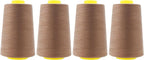 Mandala Crafts 4 Pack of Serger Threads Cones Spools - 40S/2 24000 Yards Polyester Mocha Threads for Sergers Machine and Overlock Quilting Sewing Machine
