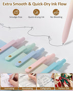 FIOVER Gel Pens, 6 Pcs 0.7mm Comfort Grip Quick Dry Black Ink Pens Fine Point Smooth Writing Pens, Cute Office Back to School Supplies Gifts for Women (6PCS Gradient Black Ink)