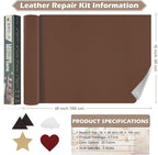 Leather Repair Tape, 16x40 inch Leather Patches for Furniture, Self Adhesive Leather Repair Patch for Sofas, Couches, Leather Covers, Seats, Chairs, Vinyl Repair Tape Beige White