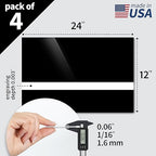 Trotec TroLase | 12"x24"x1/16", 4 Pcs | Gloss Black/White | 2 Ply | Modified Acrylic | Laser Engraving Double Color Plastic Sheet | Engraving Blanks for Laser, Saw, Guillotine | Made in USA