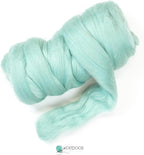 Colored Natural Wool roving, 8 OZ. Best Wool for Needle Felting, Wet Felting, handcrafts and Spinning. (Acqua)