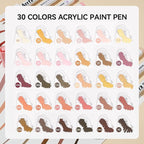Arrtx 30 Colors Skin Color Acrylic Paint Pens, Skin Tone Paint Markers Paint Pens for Artists Adults Coloring Drawing Brush Tip for Rock Painting, Wood, Canvas, DIY Crafts Making Art Supplies