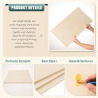 6 Pack 12 x 24 x 1/4 Inch-6mm Thick Basswood Sheets for Crafts Unfinished Plywood Sheets Rectangular Wood Panel Boards for DIY Laser Project, Wood Burning, Engraving, Architectural Models, Staining
